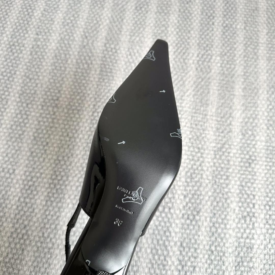 Saint Laurent Carine Slingback Pumps In Patent Leather - DopestKickz