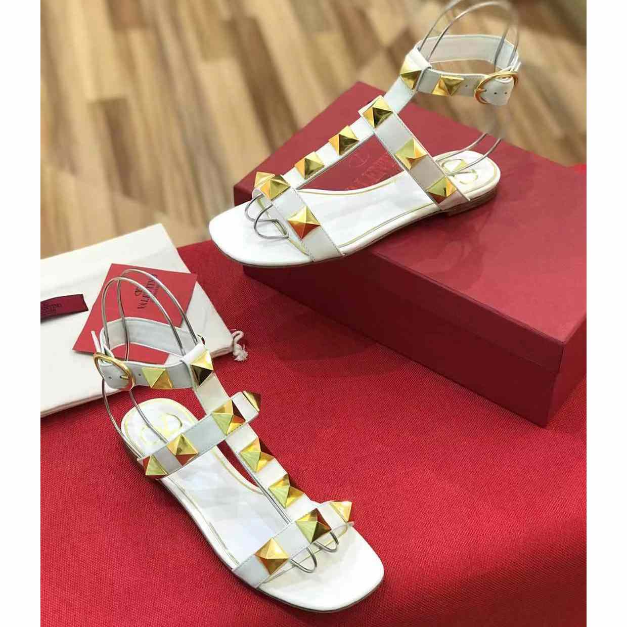 Valenti Roman Stud Flat Calfskin Sandal  - DopestKickz