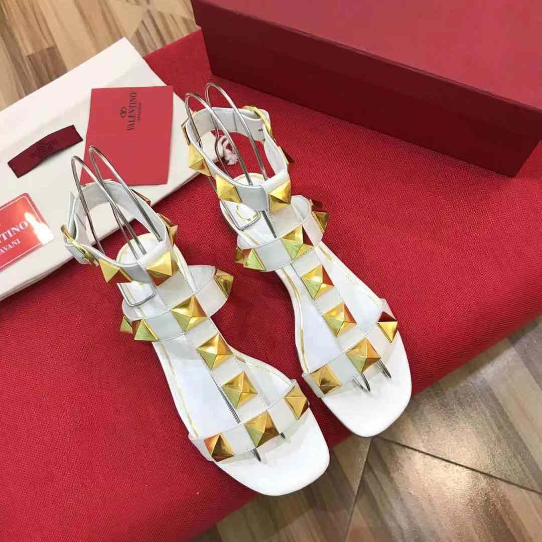 Valenti Roman Stud Flat Calfskin Sandal  - DopestKickz