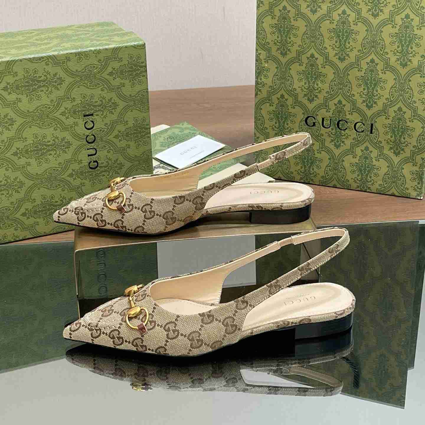 Gucci Women's Horsebit Slingback Ballet Flat - DopestKickz