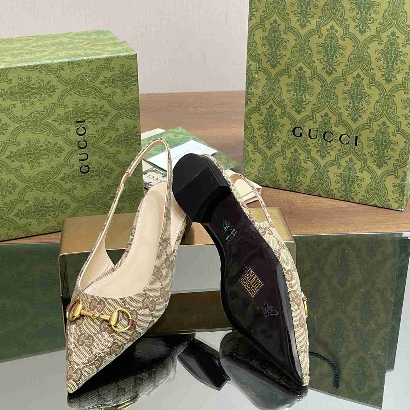 Gucci Women's Horsebit Slingback Ballet Flat - DopestKickz