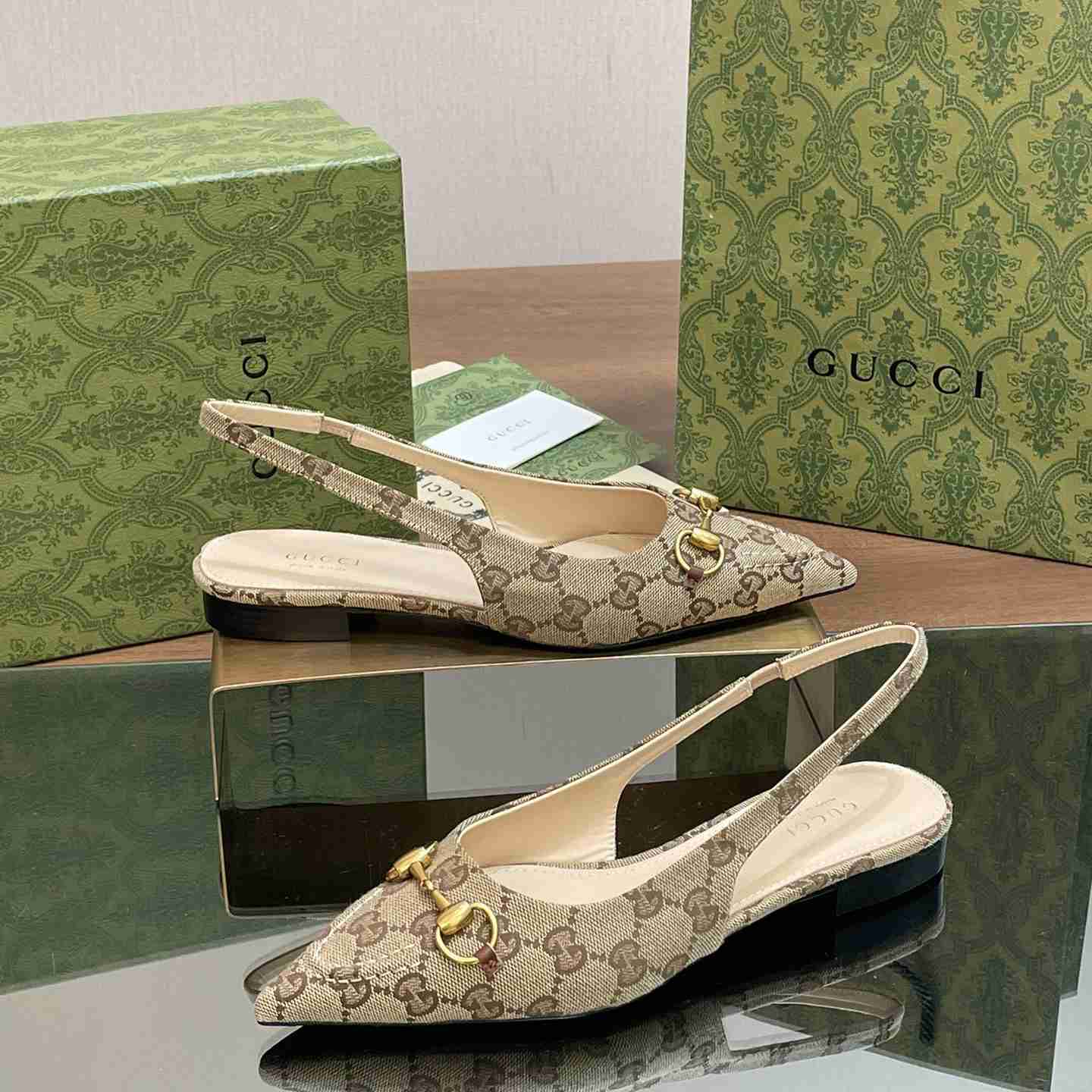 Gucci Women's Horsebit Slingback Ballet Flat - DopestKickz