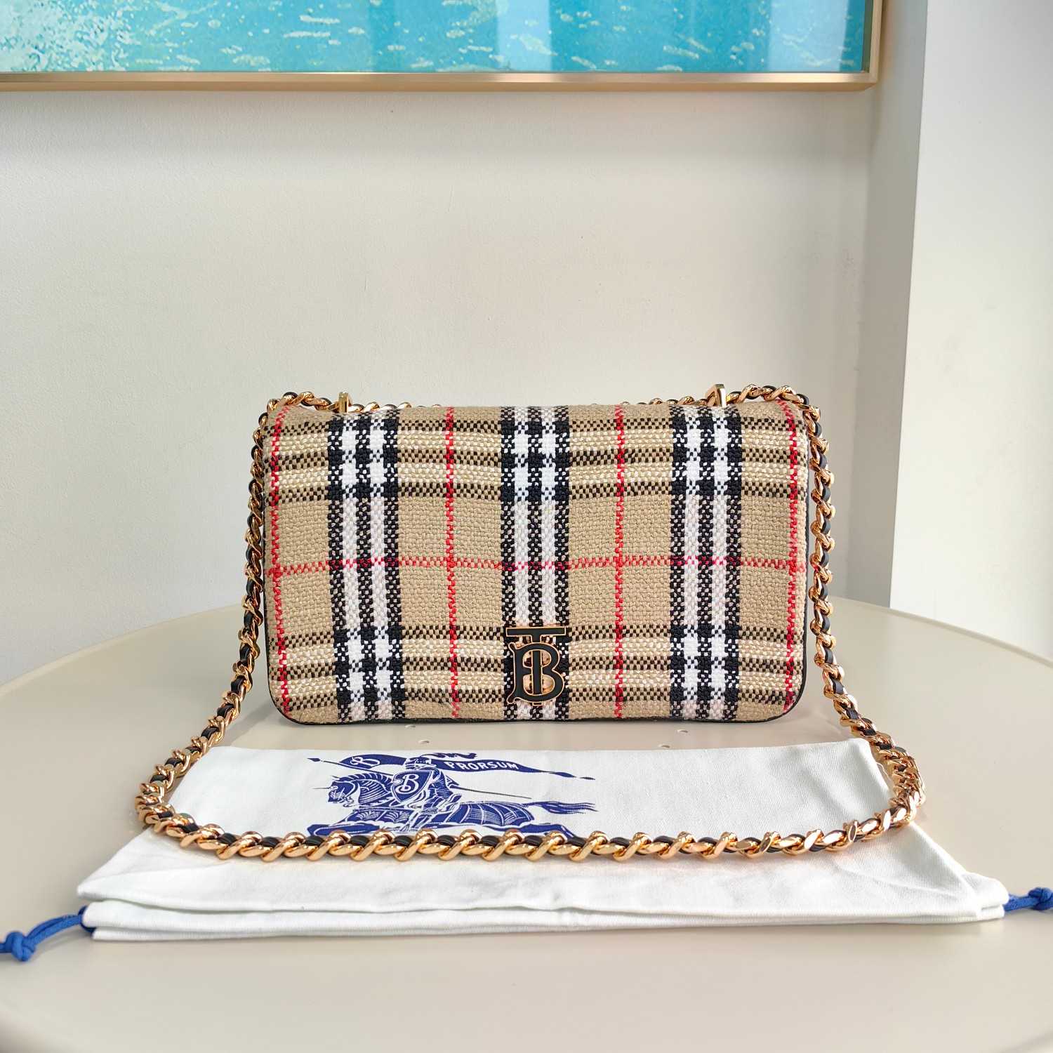 Burberry Lola Vintage-check Bouclé Shoulder Bag (28 x 6.5 x 17cm) - DopestKickz