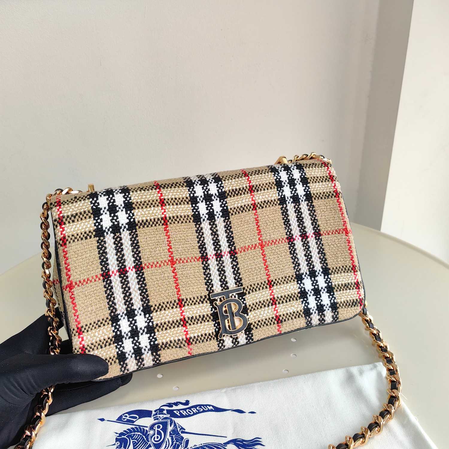 Burberry Lola Vintage-check Bouclé Shoulder Bag (28 x 6.5 x 17cm) - DopestKickz