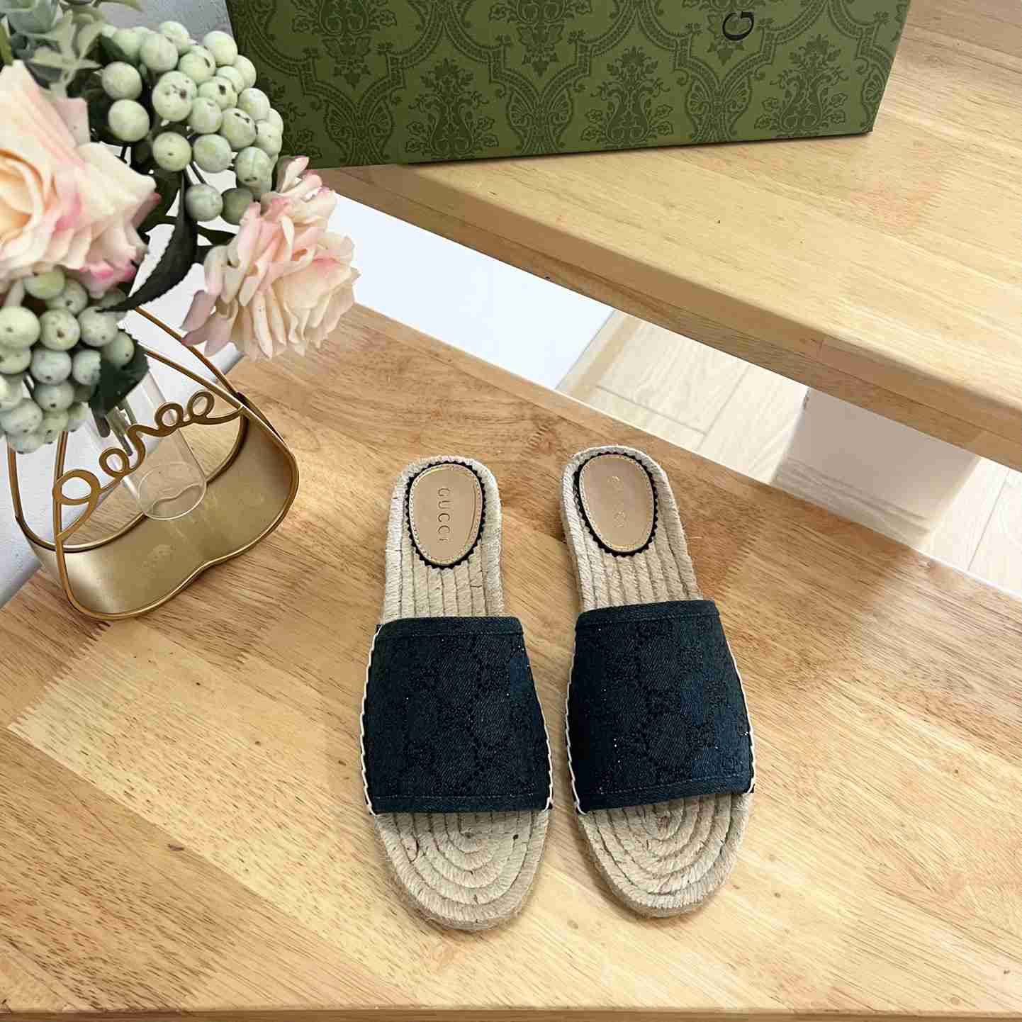 Gucci Women's Slide Espadrille With GG Crystals - DopestKickz