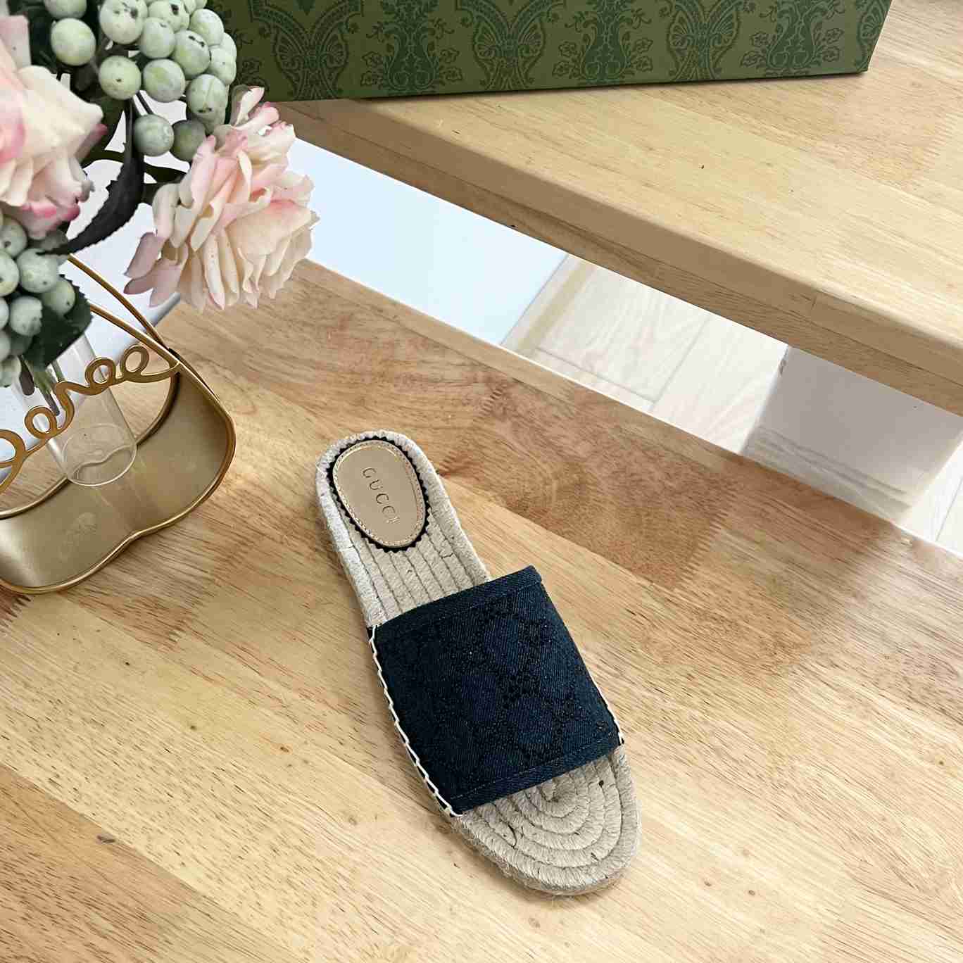 Gucci Women's Slide Espadrille With GG Crystals - DopestKickz
