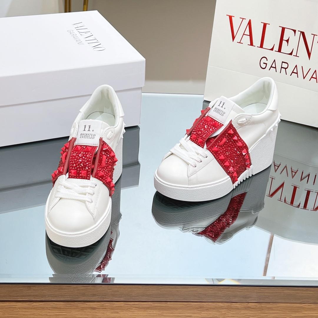 Valenti Open Disc Wedge Sneaker In Calfskin With Sequin Embroidery  85mm - DopestKickz