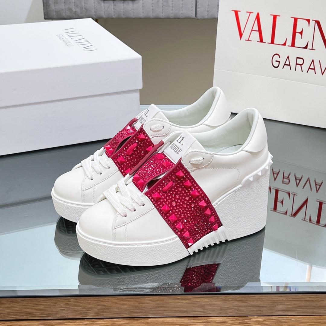 Valenti Open Disc Wedge Sneaker In Calfskin With Sequin Embroidery  85mm - DopestKickz