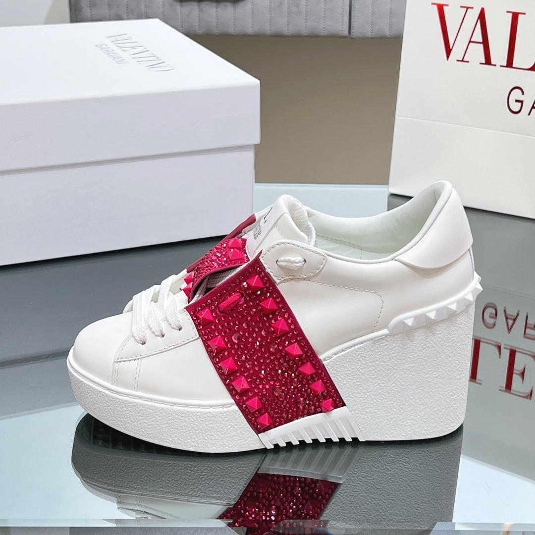 Valenti Open Disc Wedge Sneaker In Calfskin With Sequin Embroidery  85mm - DopestKickz
