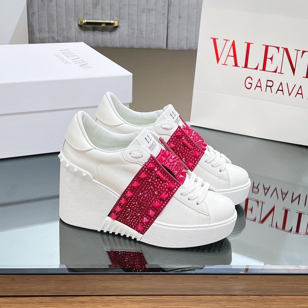 Valenti Open Disc Wedge Sneaker In Calfskin With Sequin Embroidery  85mm - DopestKickz