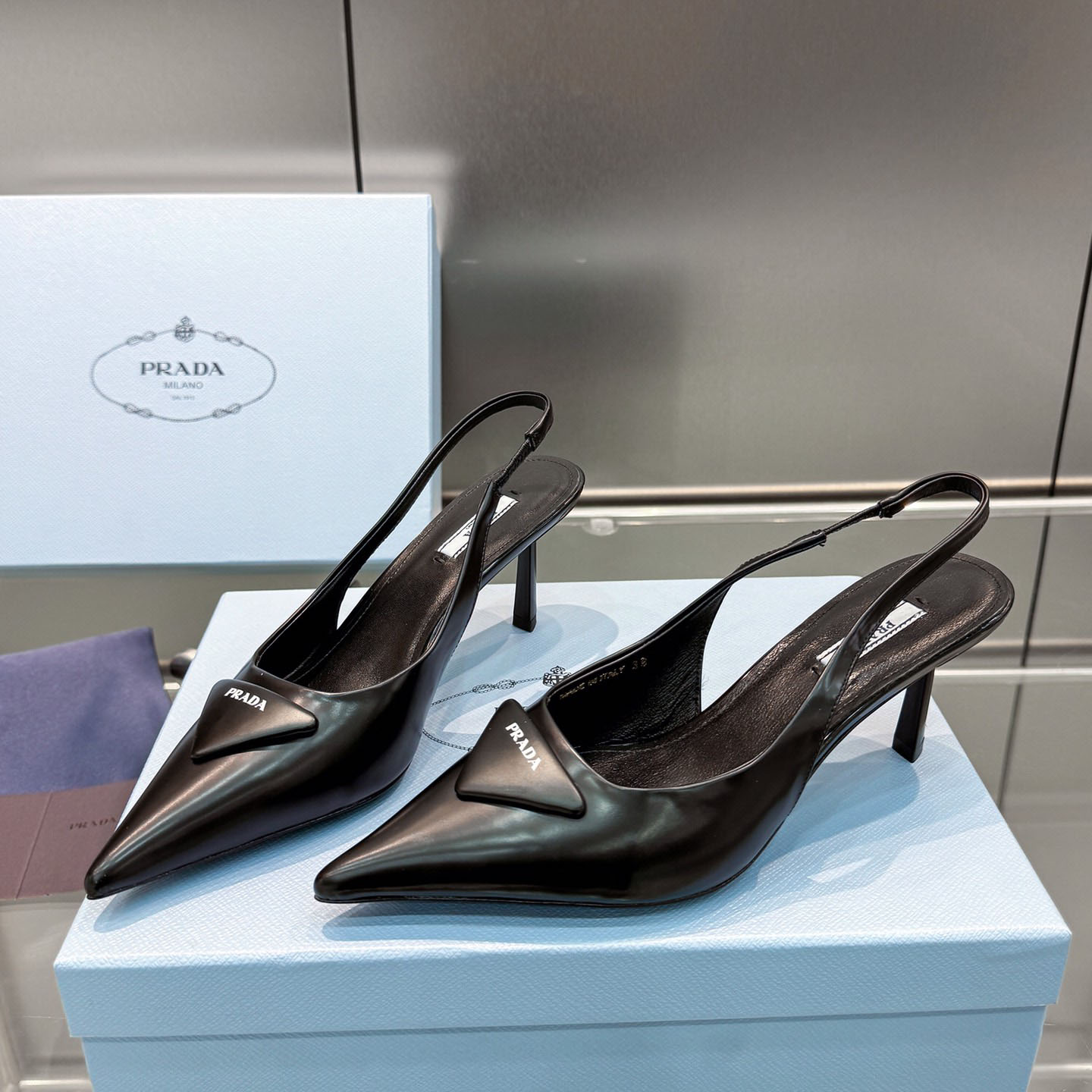 Prada Brushed Leather Slingback Pumps - DopestKickz