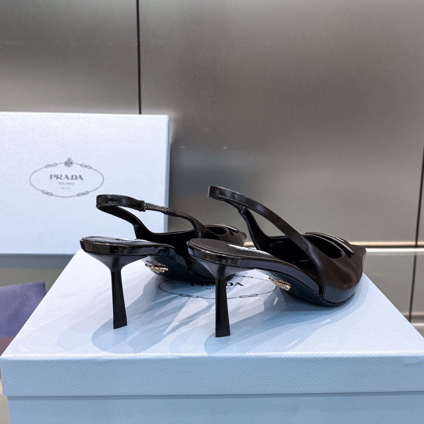 Prada Brushed Leather Slingback Pumps - DopestKickz