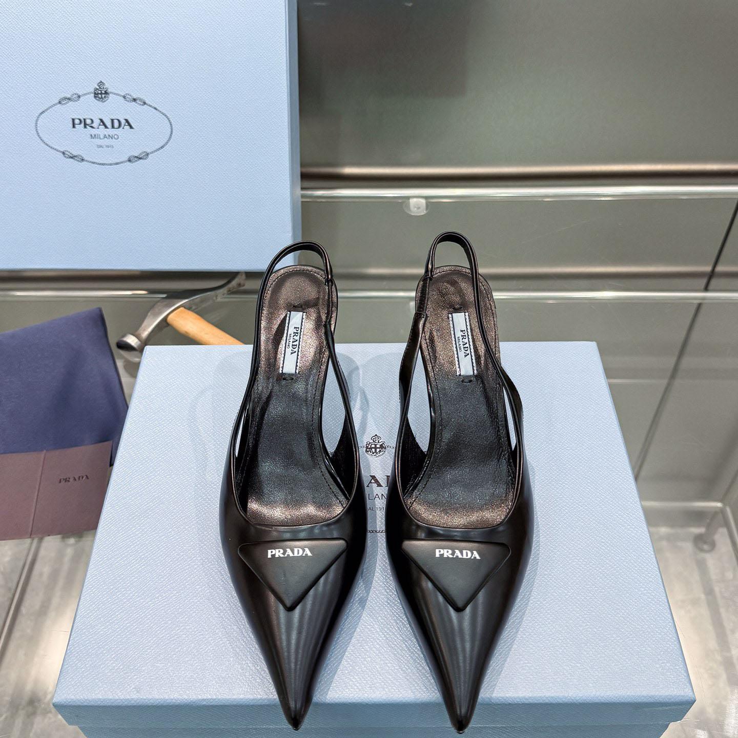 Prada Brushed Leather Slingback Pumps - DopestKickz