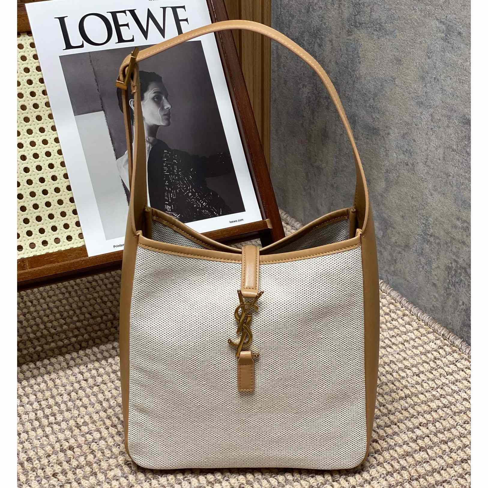 Saint Laurent LE 5 À 7 Small Supple In Canvas And Smooth Leather - DopestKickz