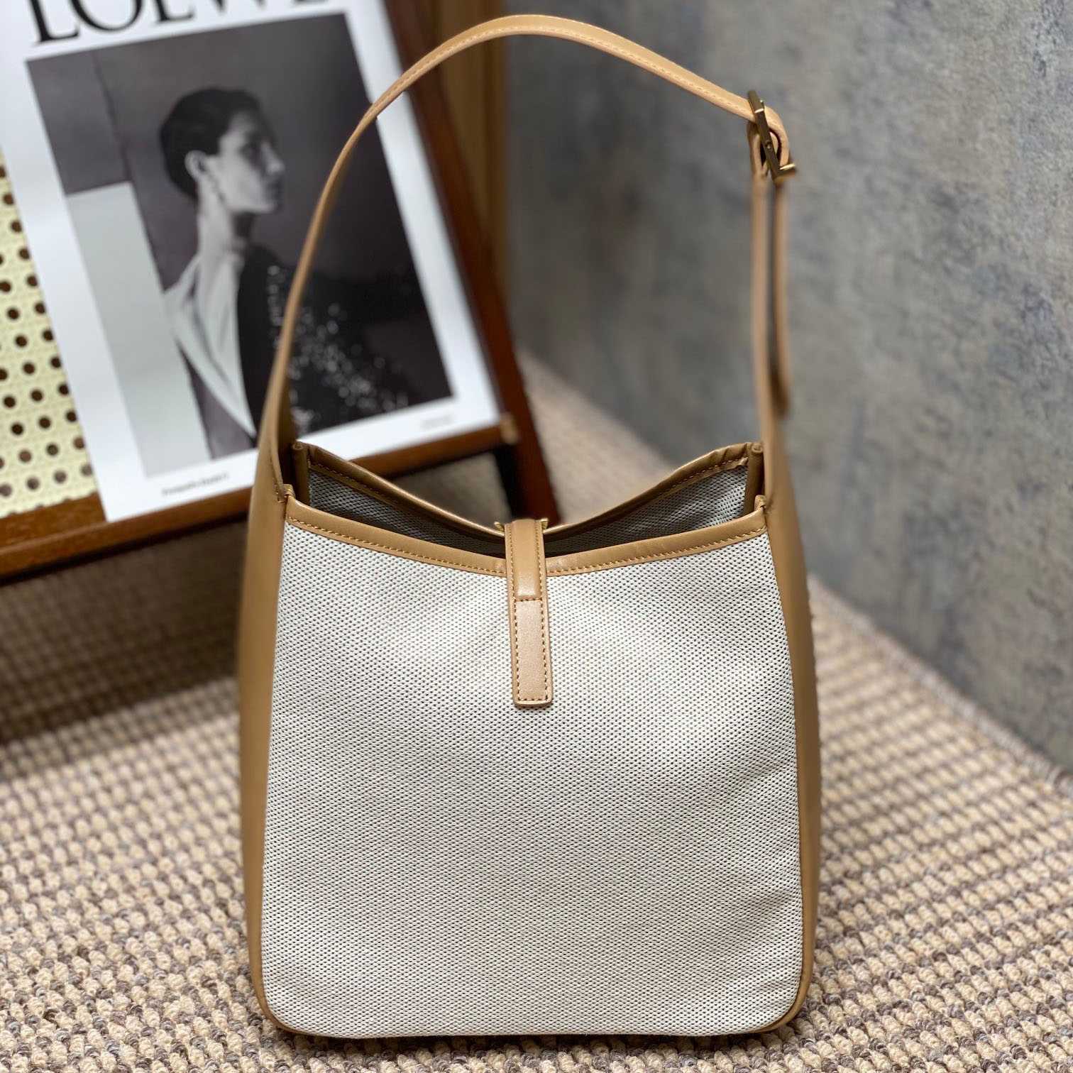 Saint Laurent LE 5 À 7 Small Supple In Canvas And Smooth Leather - DopestKickz