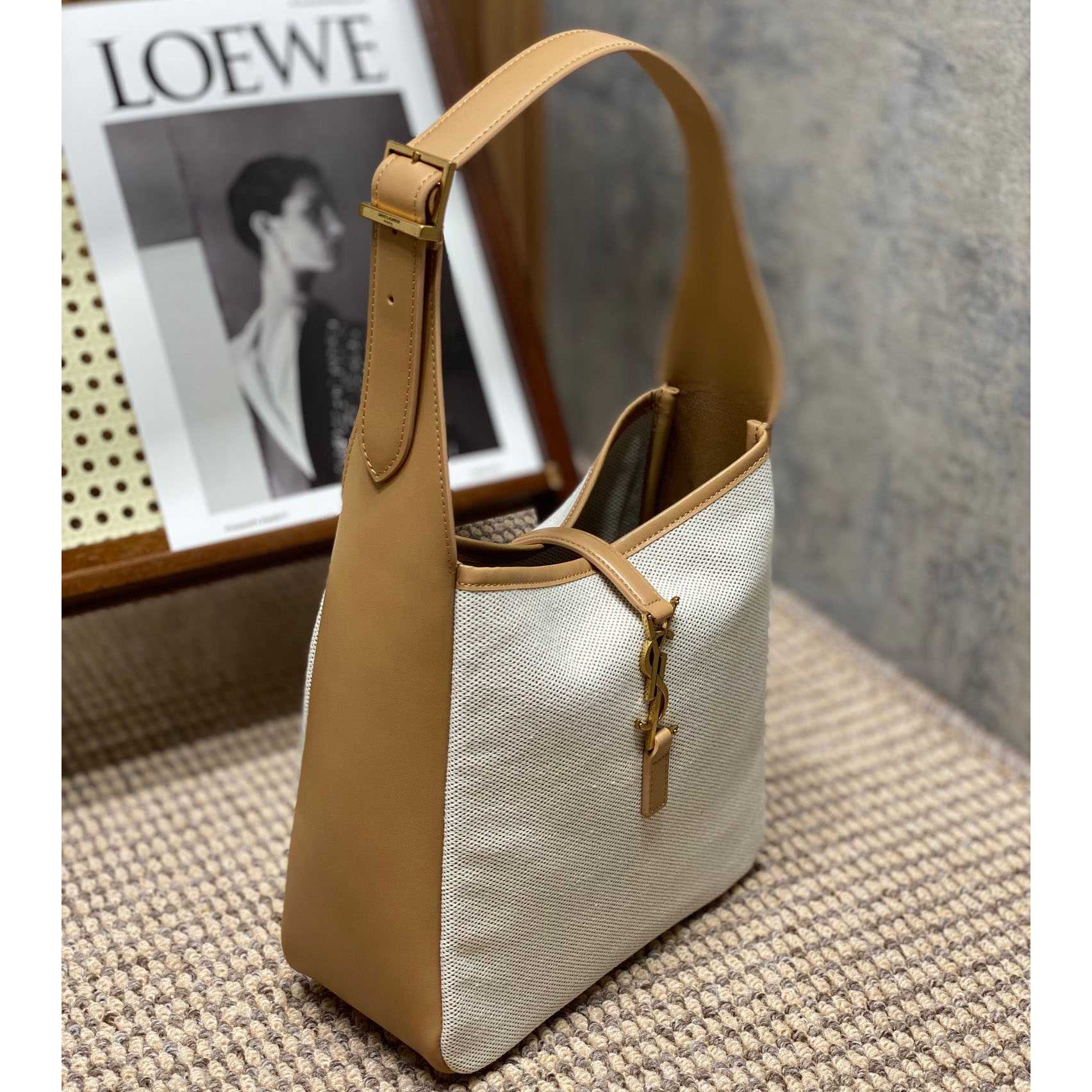 Saint Laurent LE 5 À 7 Small Supple In Canvas And Smooth Leather - DopestKickz