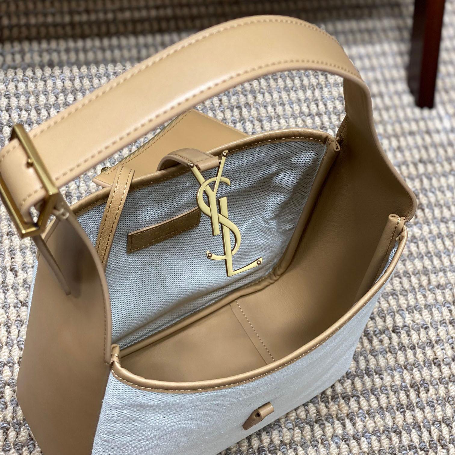 Saint Laurent LE 5 À 7 Small Supple In Canvas And Smooth Leather - DopestKickz