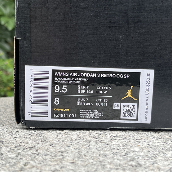 A Ma Manière x Air Jordan 3 “Black” Basketball Shoes      FZ4811-001 - DopestKickz