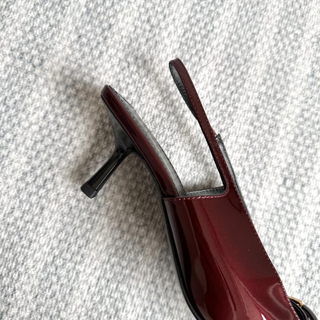 Saint Laurent Carine Slingback Pumps In Patent Leather - DopestKickz