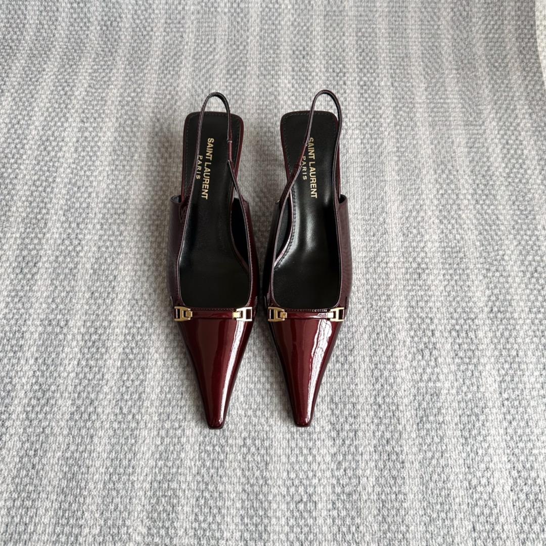 Saint Laurent Carine Slingback Pumps In Patent Leather - DopestKickz