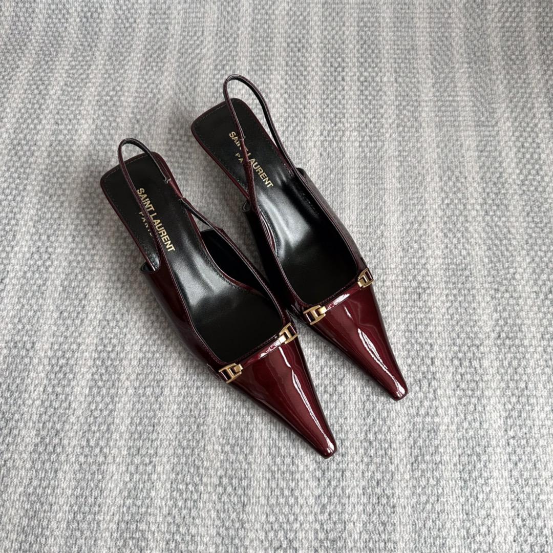Saint Laurent Carine Slingback Pumps In Patent Leather - DopestKickz