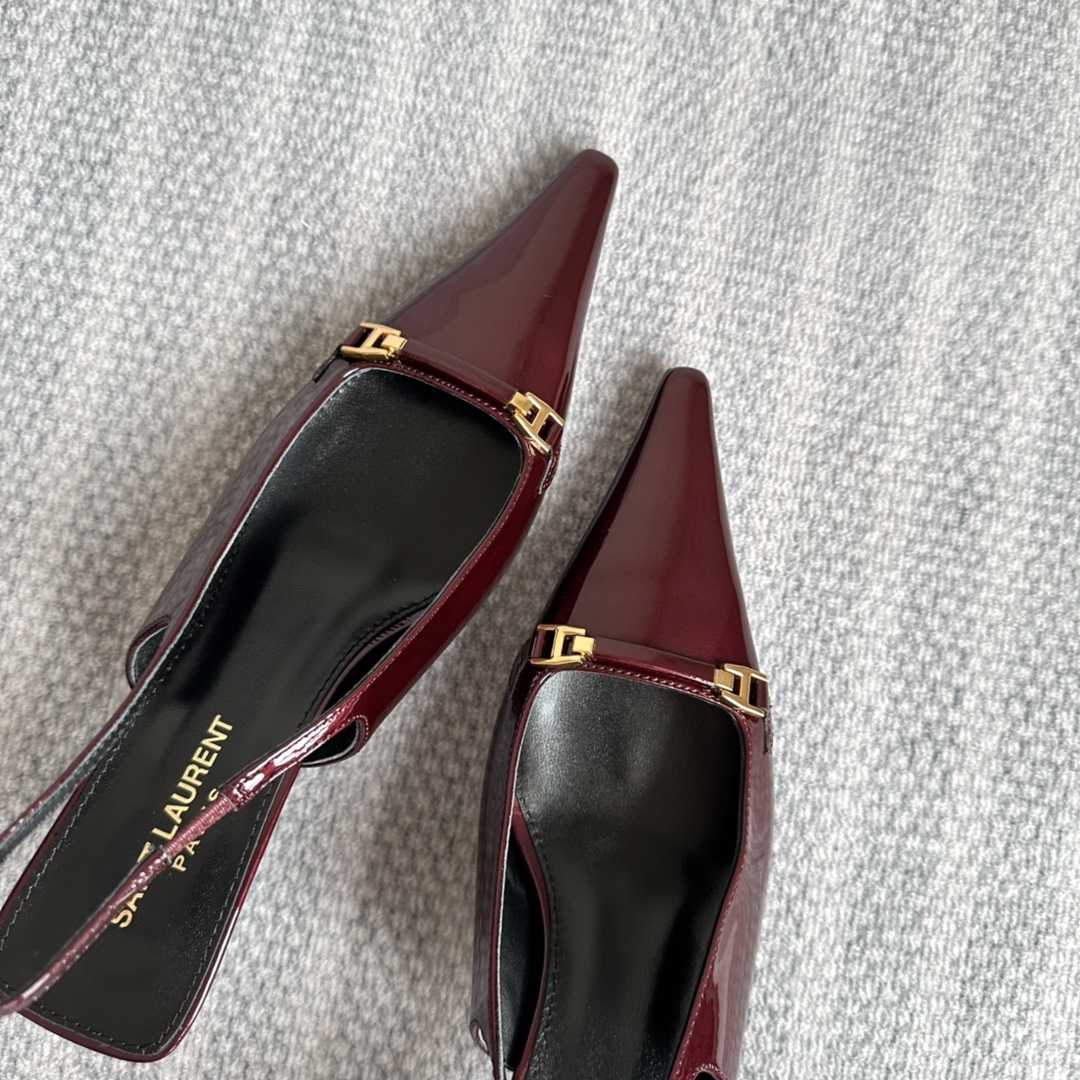 Saint Laurent Carine Slingback Pumps In Patent Leather - DopestKickz