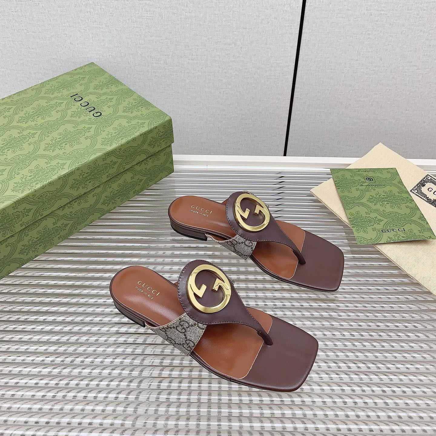 Gucci Brown Womens Blondie Thong Sandal - DopestKickz