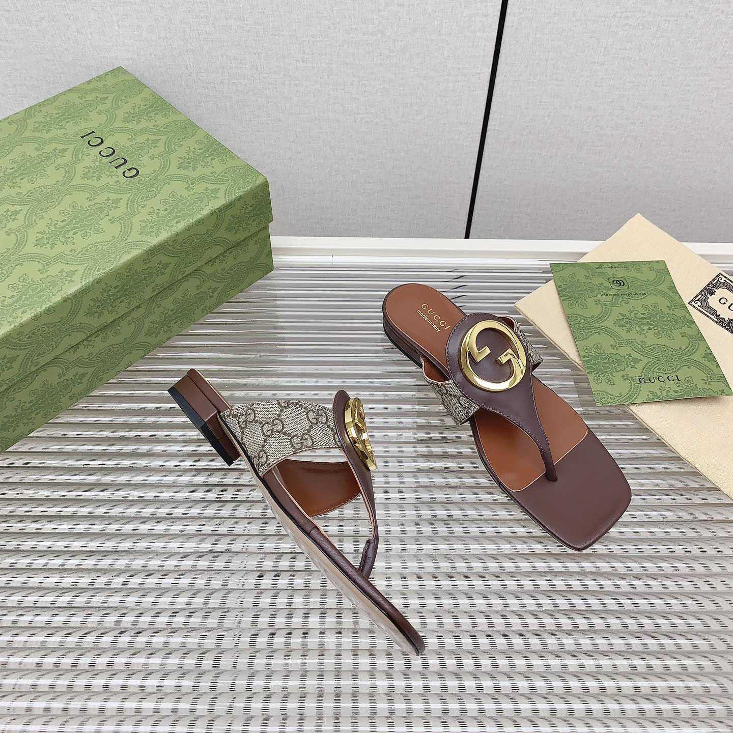 Gucci Brown Womens Blondie Thong Sandal - DopestKickz