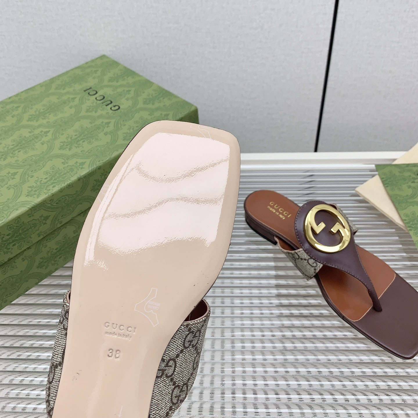 Gucci Brown Womens Blondie Thong Sandal - DopestKickz