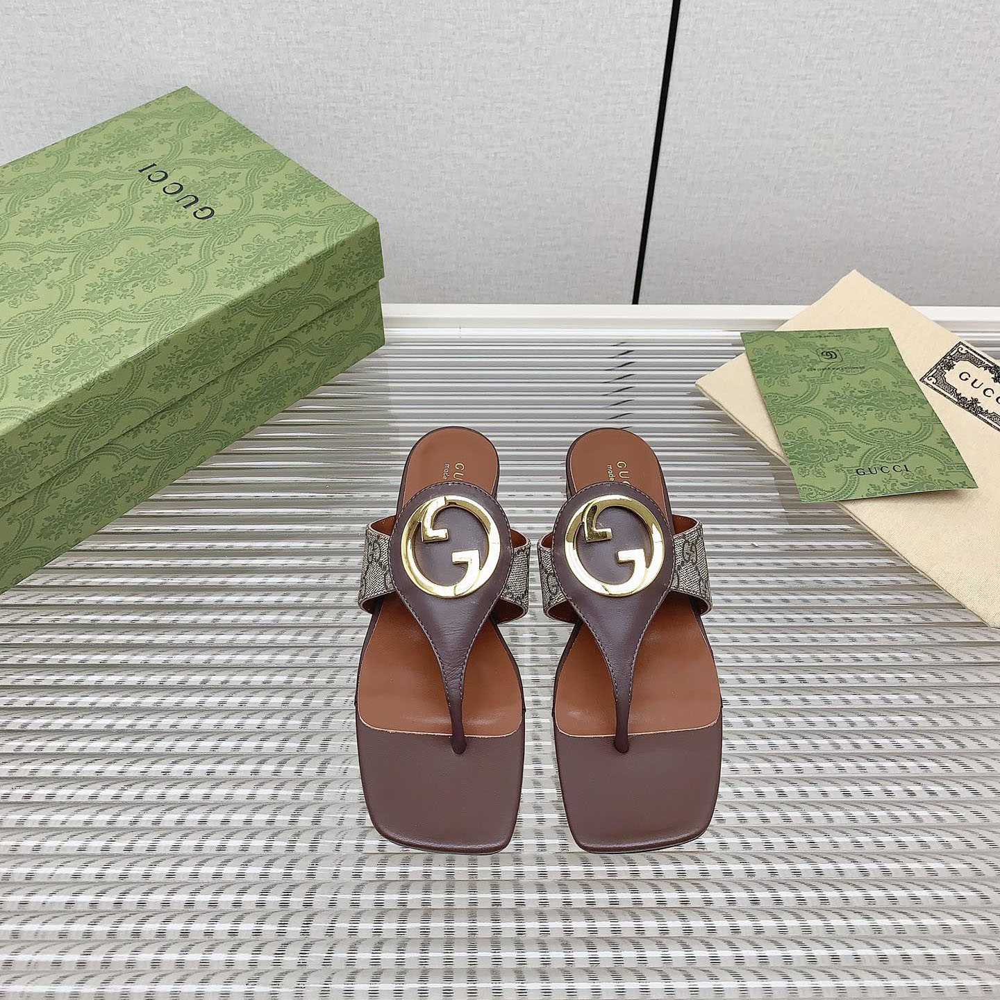 Gucci Brown Womens Blondie Thong Sandal - DopestKickz