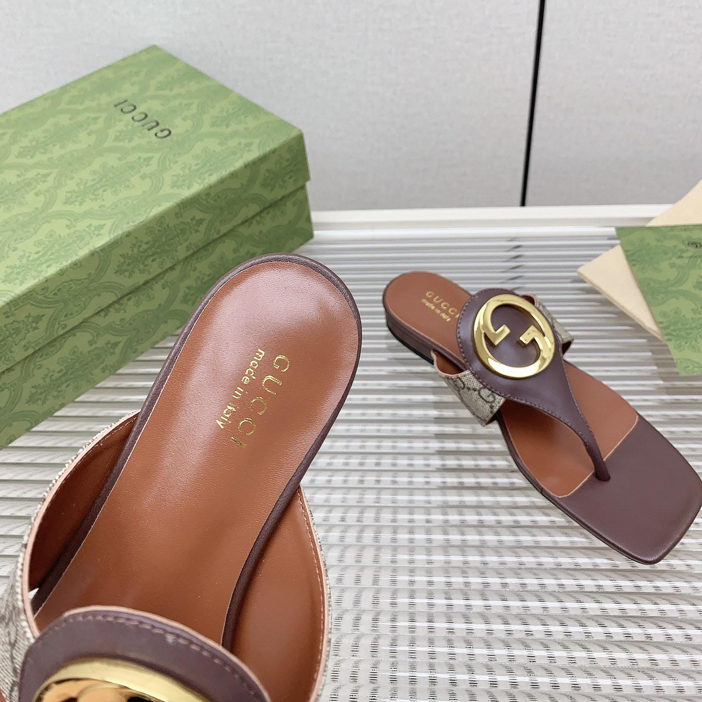 Gucci Brown Womens Blondie Thong Sandal - DopestKickz