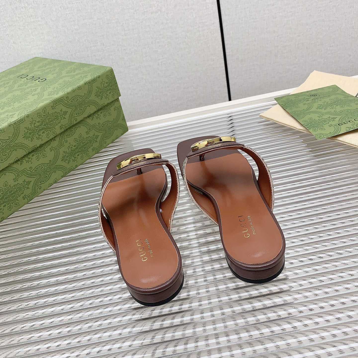 Gucci Brown Womens Blondie Thong Sandal - DopestKickz