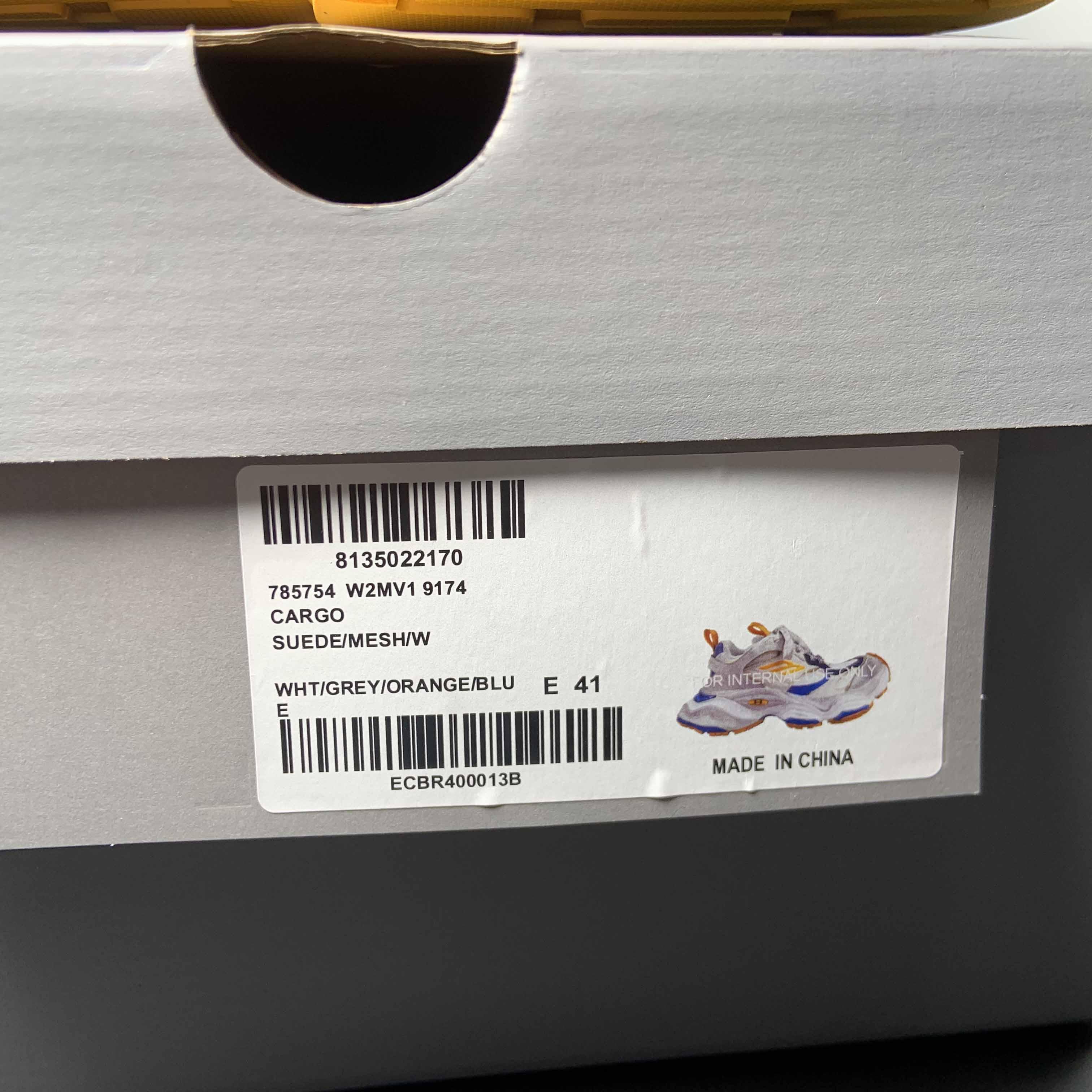 Balenciaga Cargo Sneaker In White/Grey/Orange /Blue  - DopestKickz