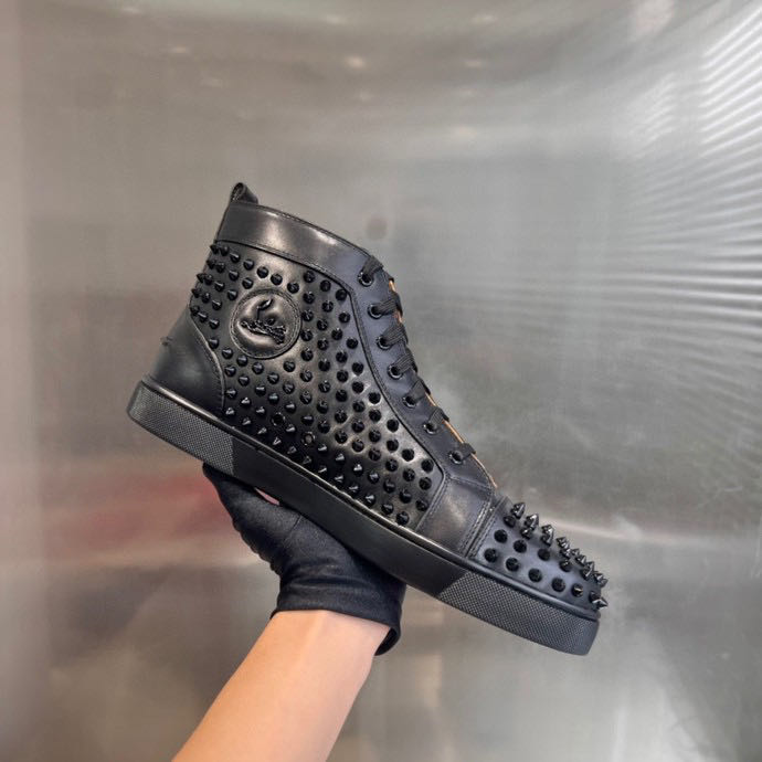Christian Louboutin High Top Sneaker In Black - DopestKickz