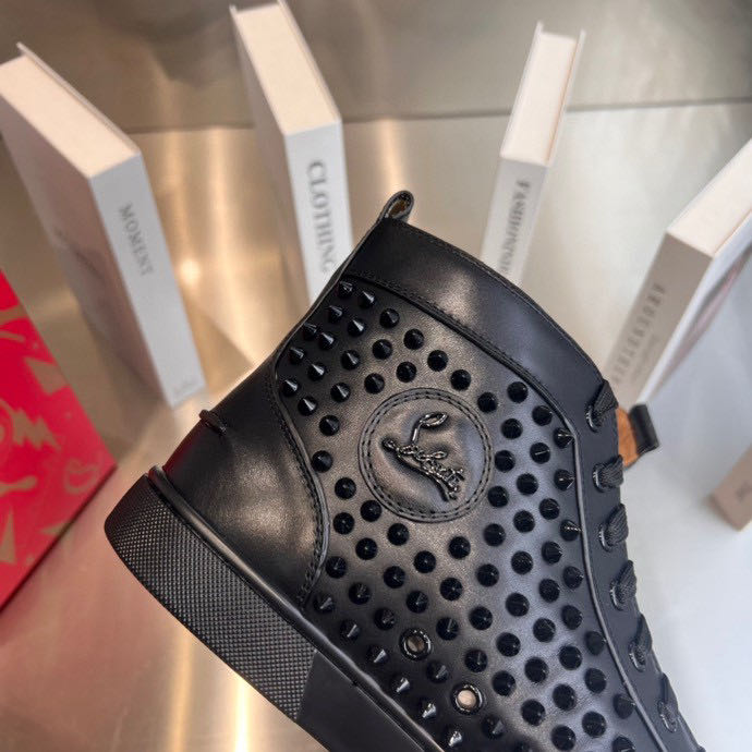 Christian Louboutin High Top Sneaker In Black - DopestKickz