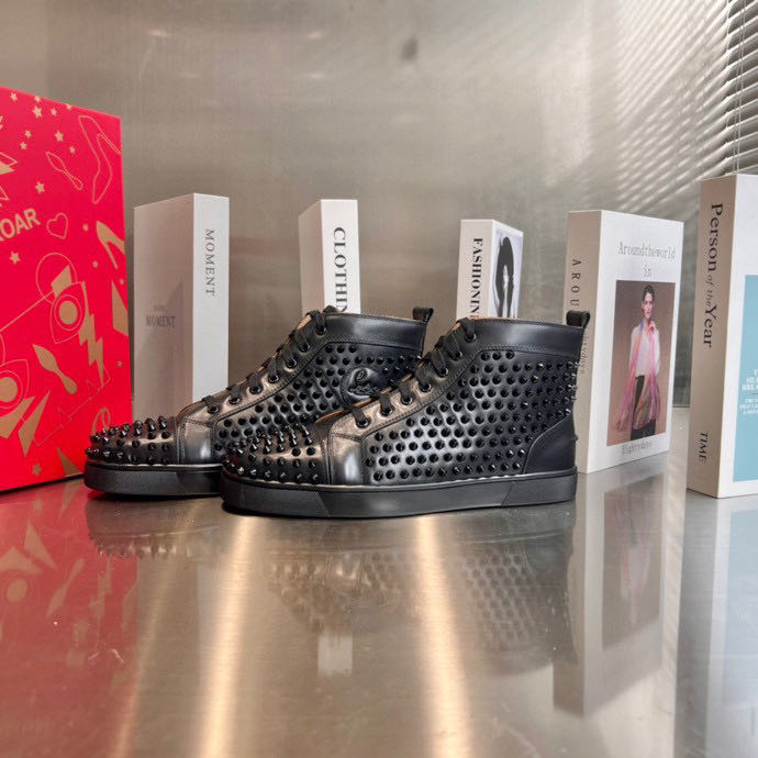 Christian Louboutin High Top Sneaker In Black - DopestKickz