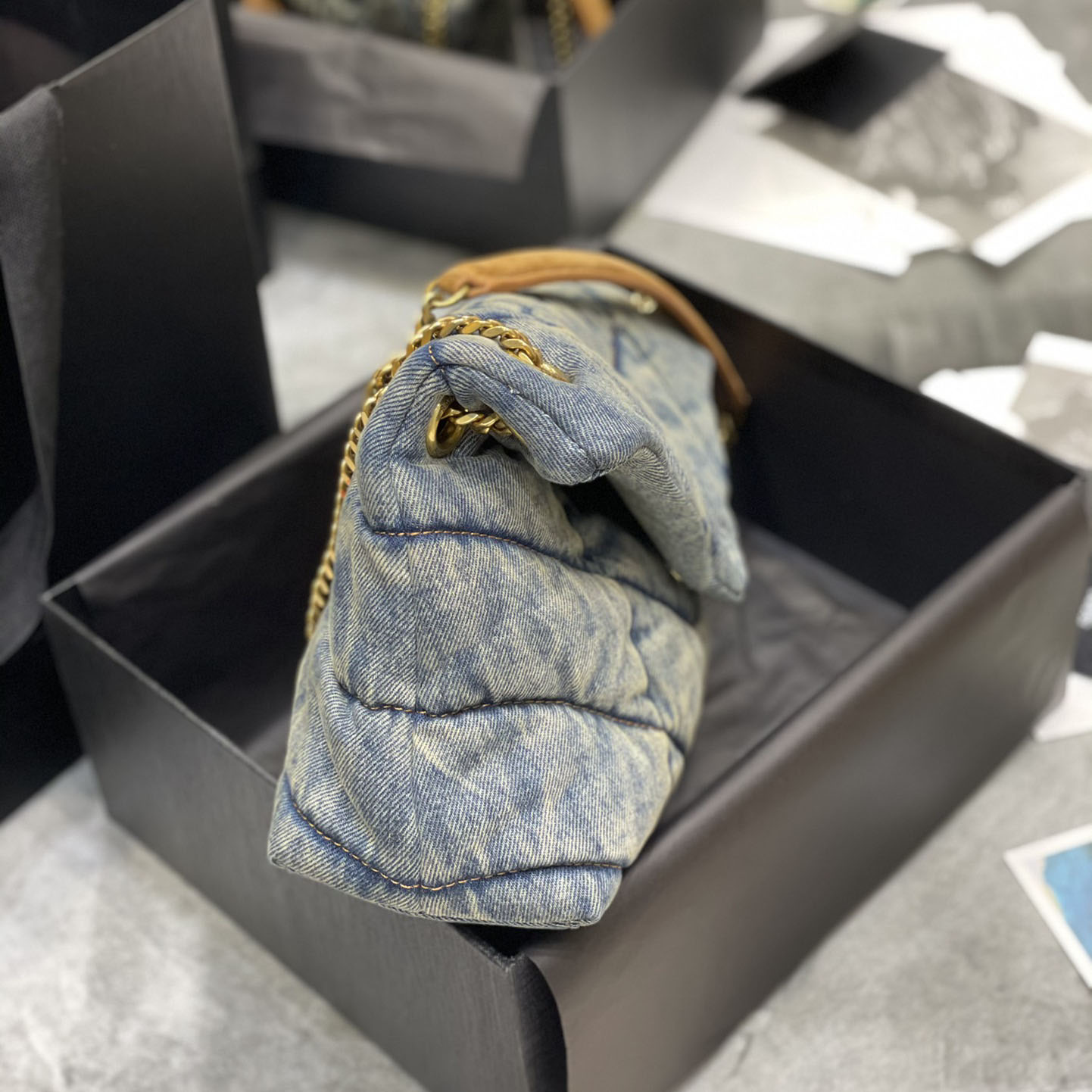 Saint Laurent Puffer Toy In Denim （29×17×11cm） - DopestKickz