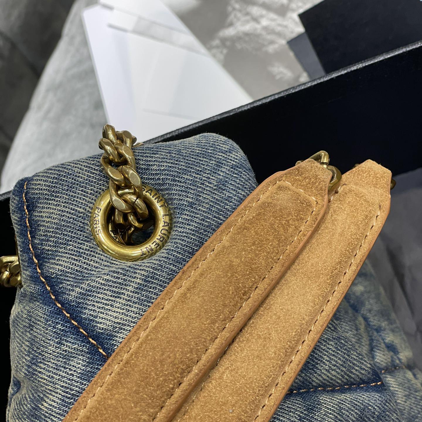 Saint Laurent Puffer Toy In Denim （29×17×11cm） - DopestKickz