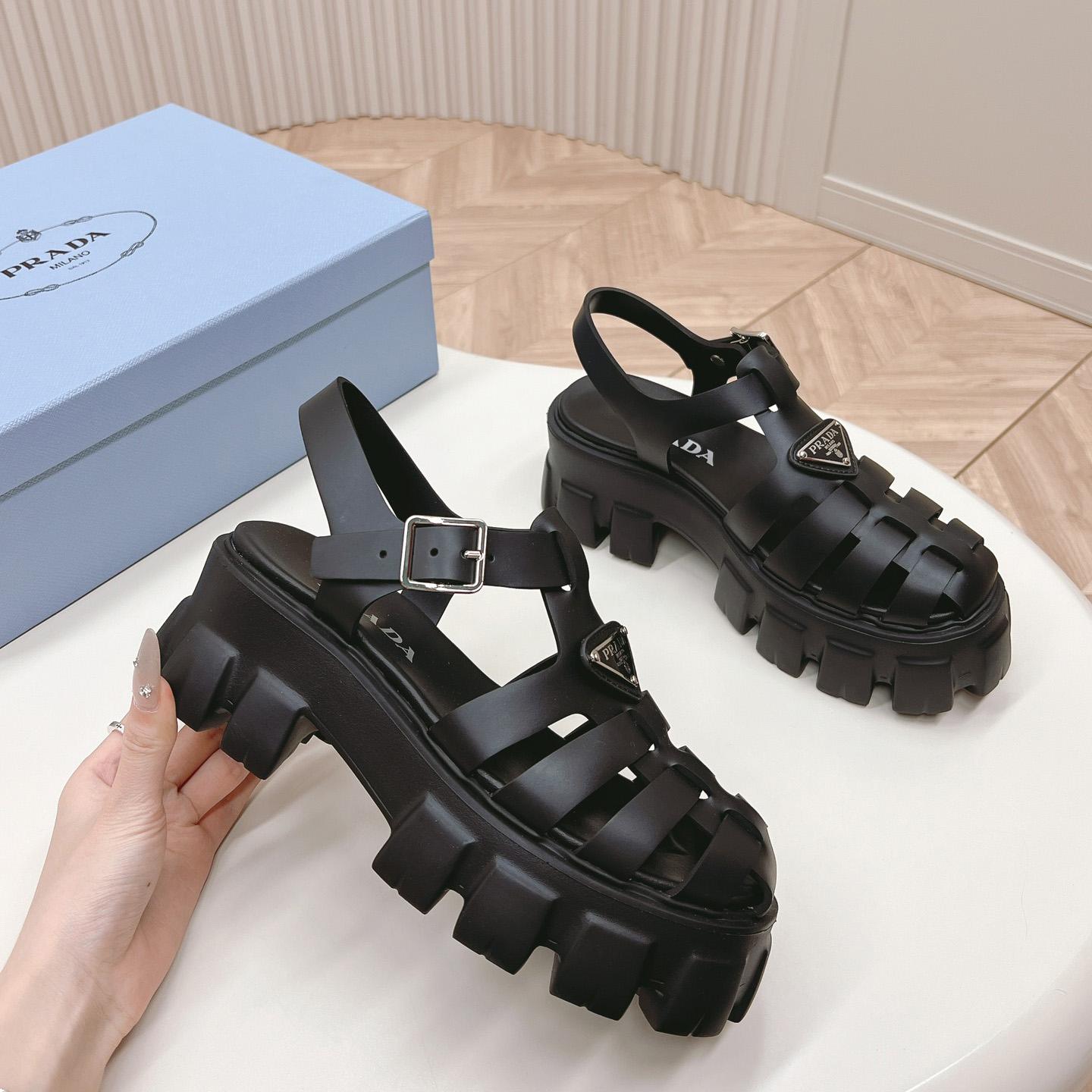 Prada Rubber Monolith Sandals - DopestKickz