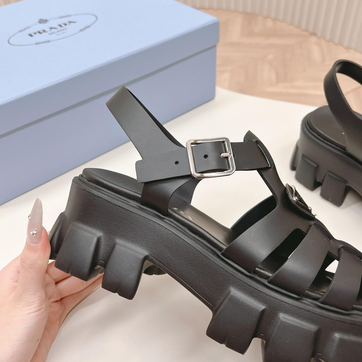Prada Rubber Monolith Sandals - DopestKickz