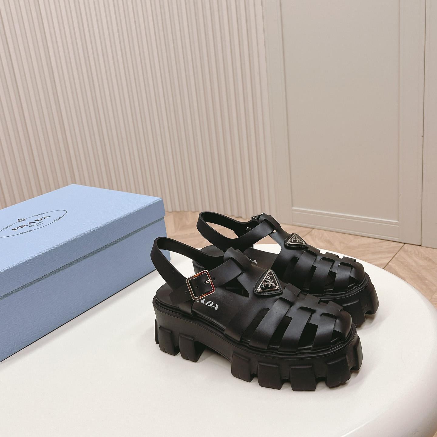 Prada Rubber Monolith Sandals - DopestKickz