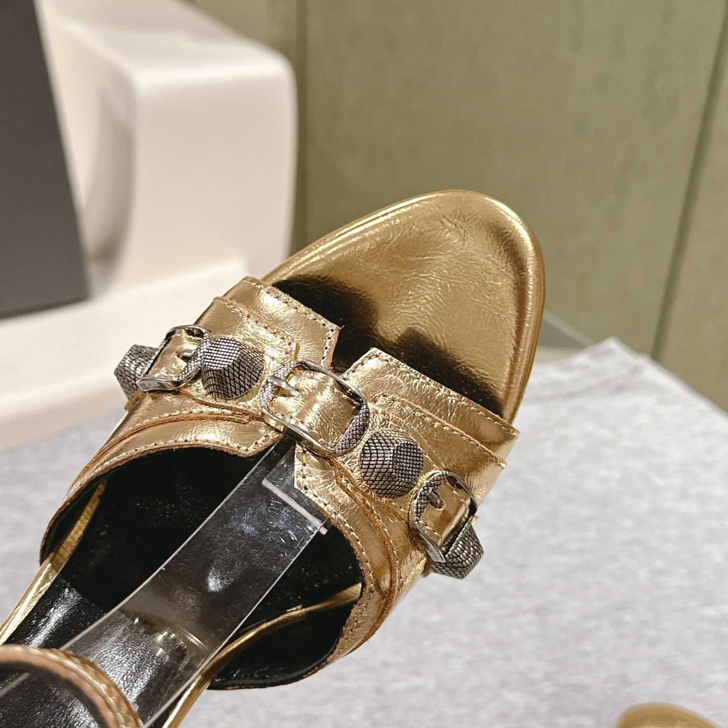 Balenciaga Cagole 110mm Metallic-finish Sandals - DopestKickz