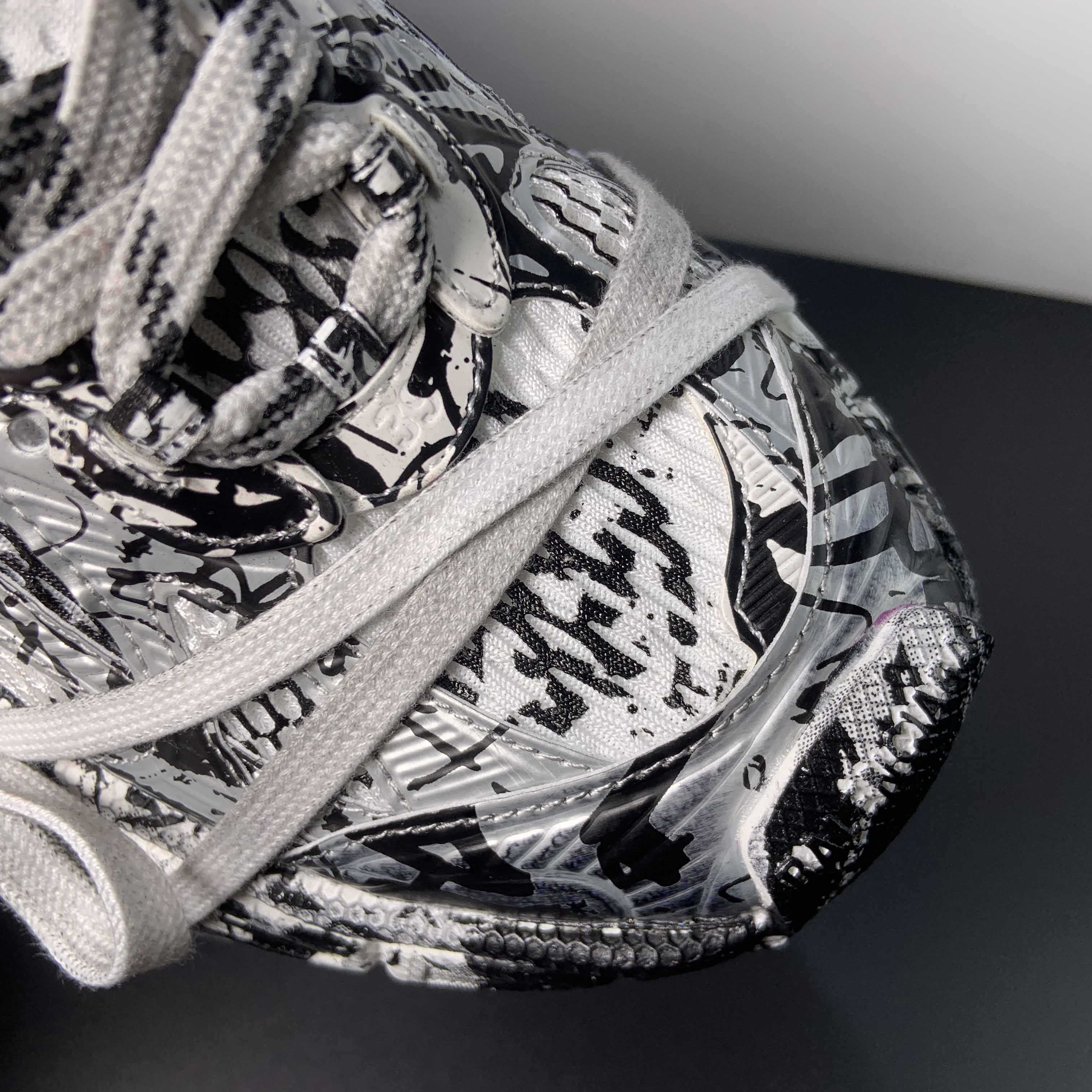 Balenciaga 3XL Extreme Graffiti Sneaker In White And Black  - DopestKickz