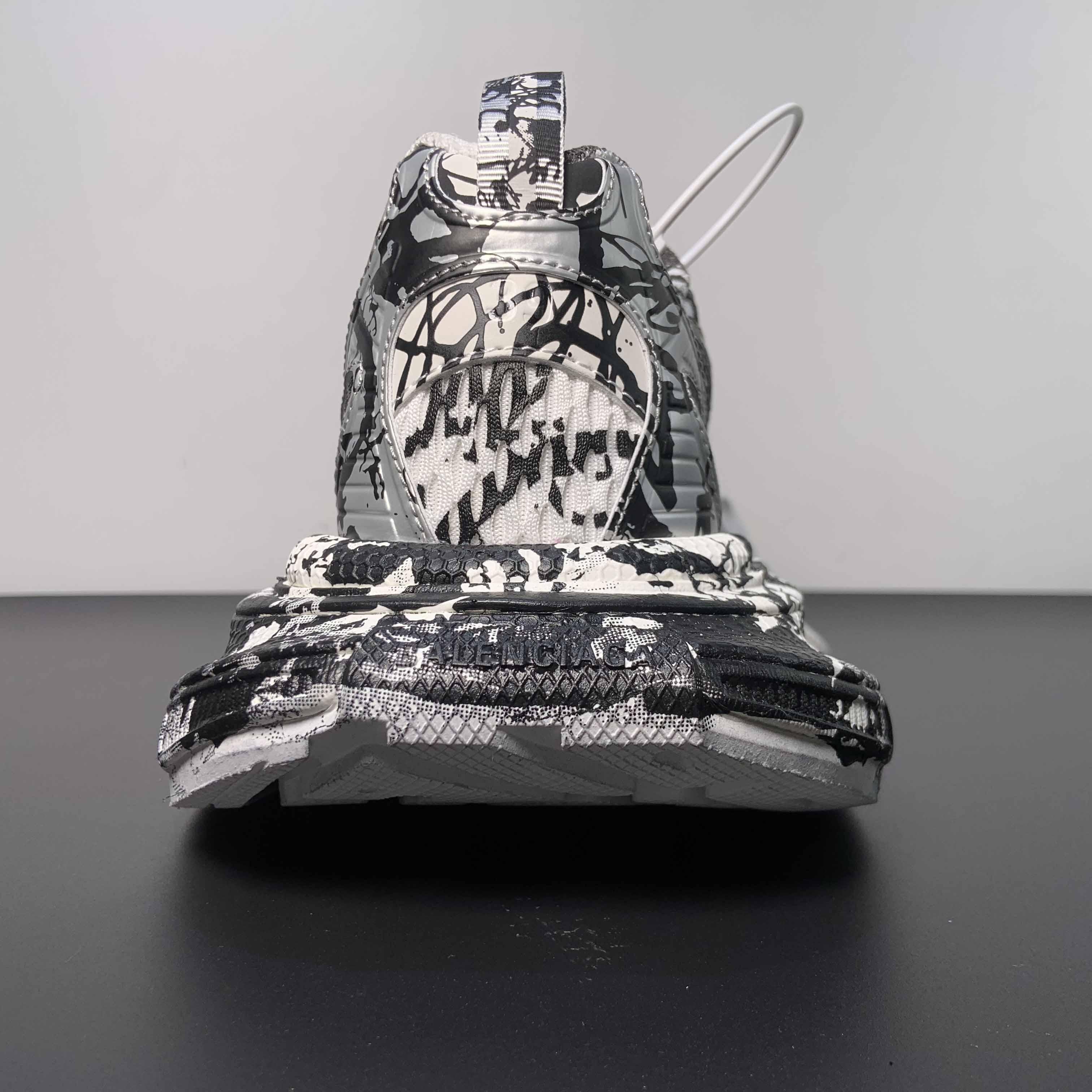 Balenciaga 3XL Extreme Graffiti Sneaker In White And Black  - DopestKickz