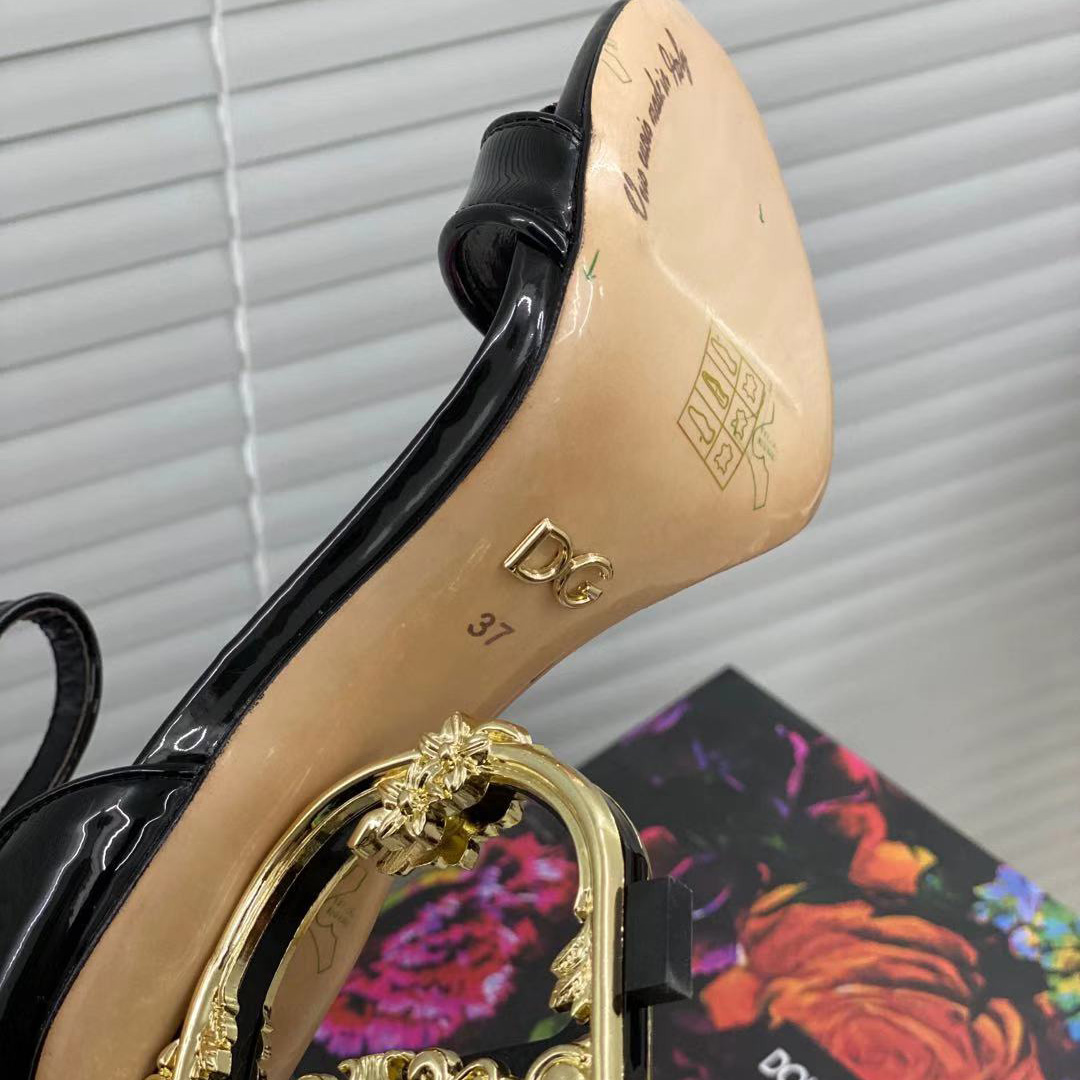 Dolce & Gabbana Women's Leather Heel Sandals - DopestKickz