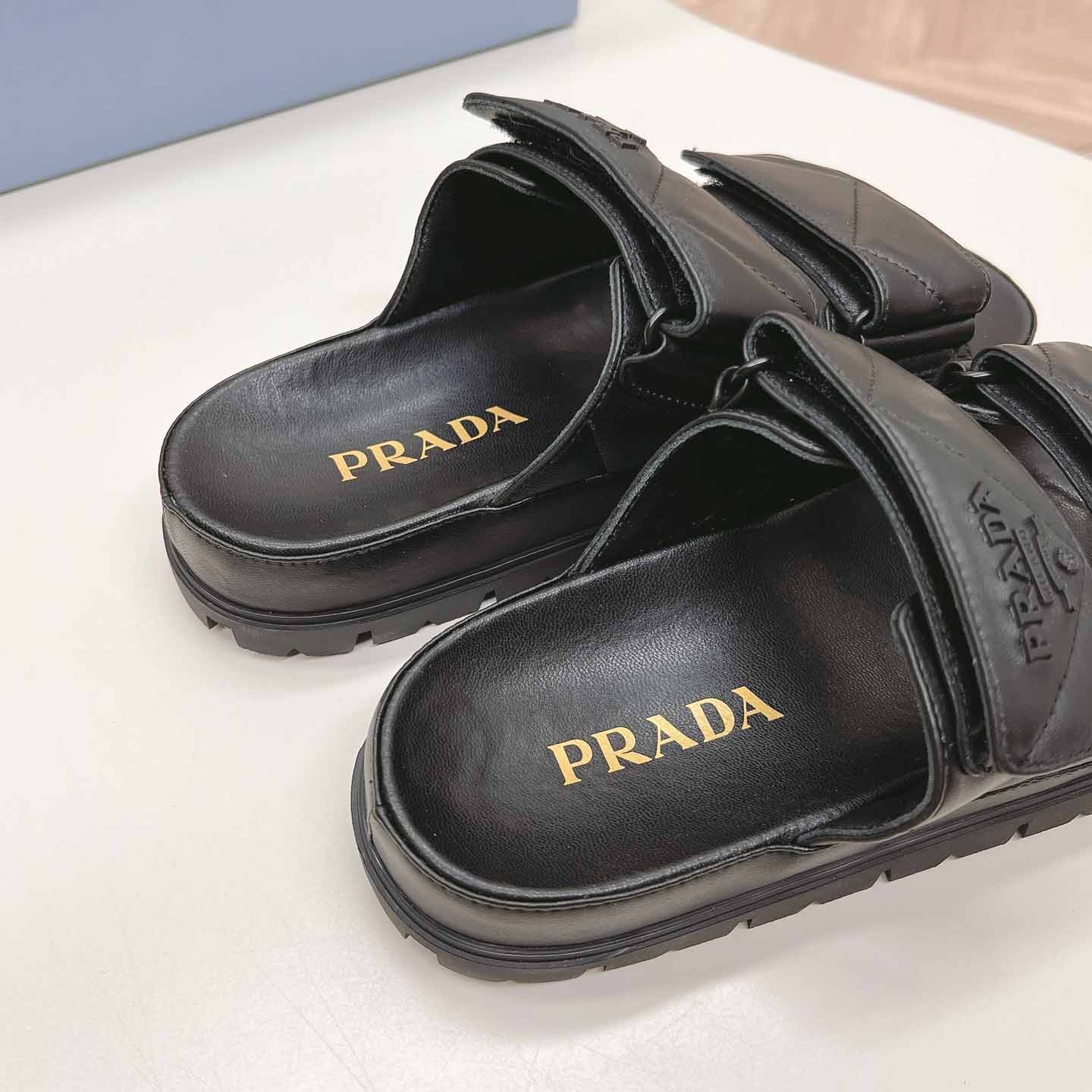 Prada Padded Nappa Leather Sandals - DopestKickz