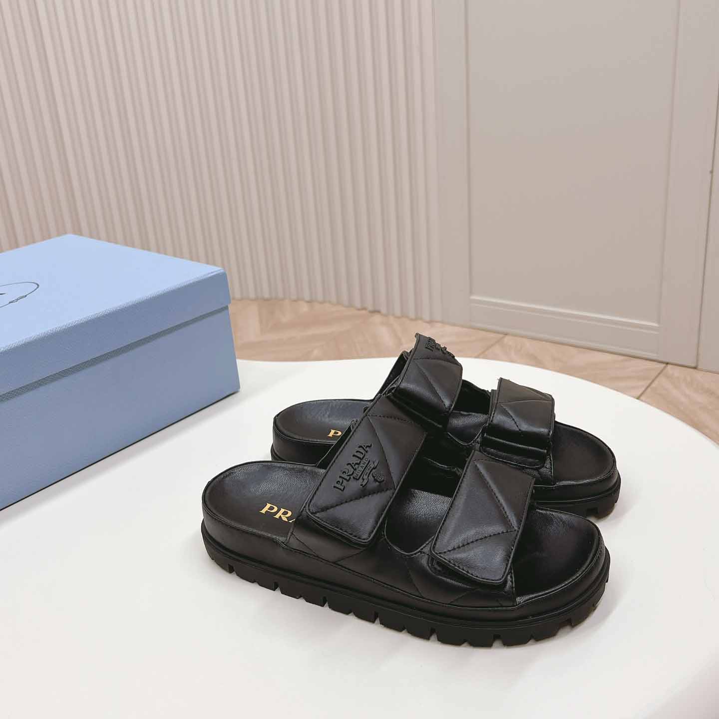 Prada Padded Nappa Leather Sandals - DopestKickz