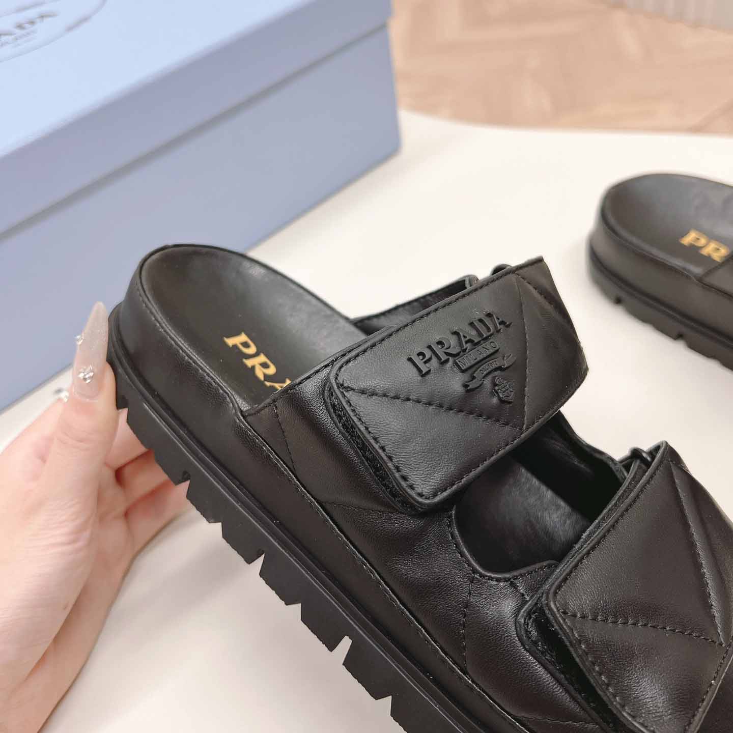 Prada Padded Nappa Leather Sandals - DopestKickz