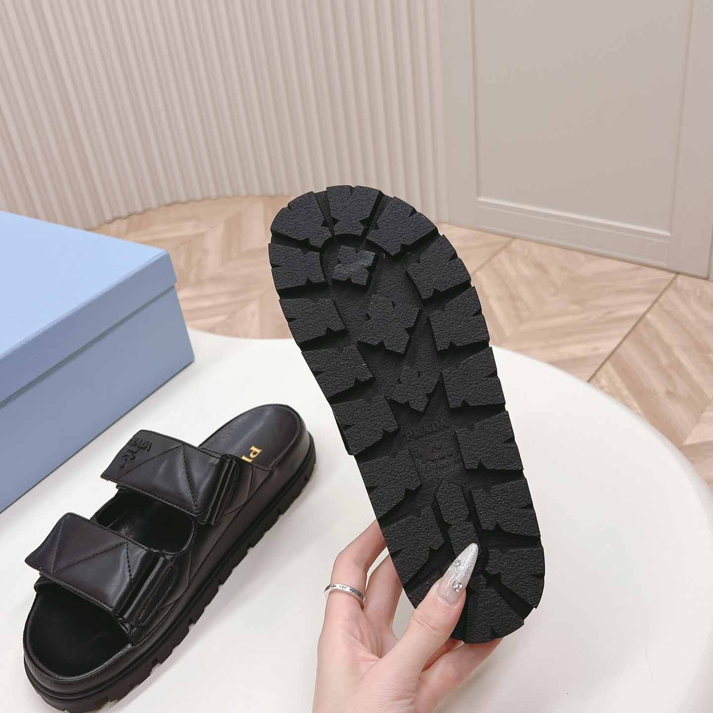 Prada Padded Nappa Leather Sandals - DopestKickz