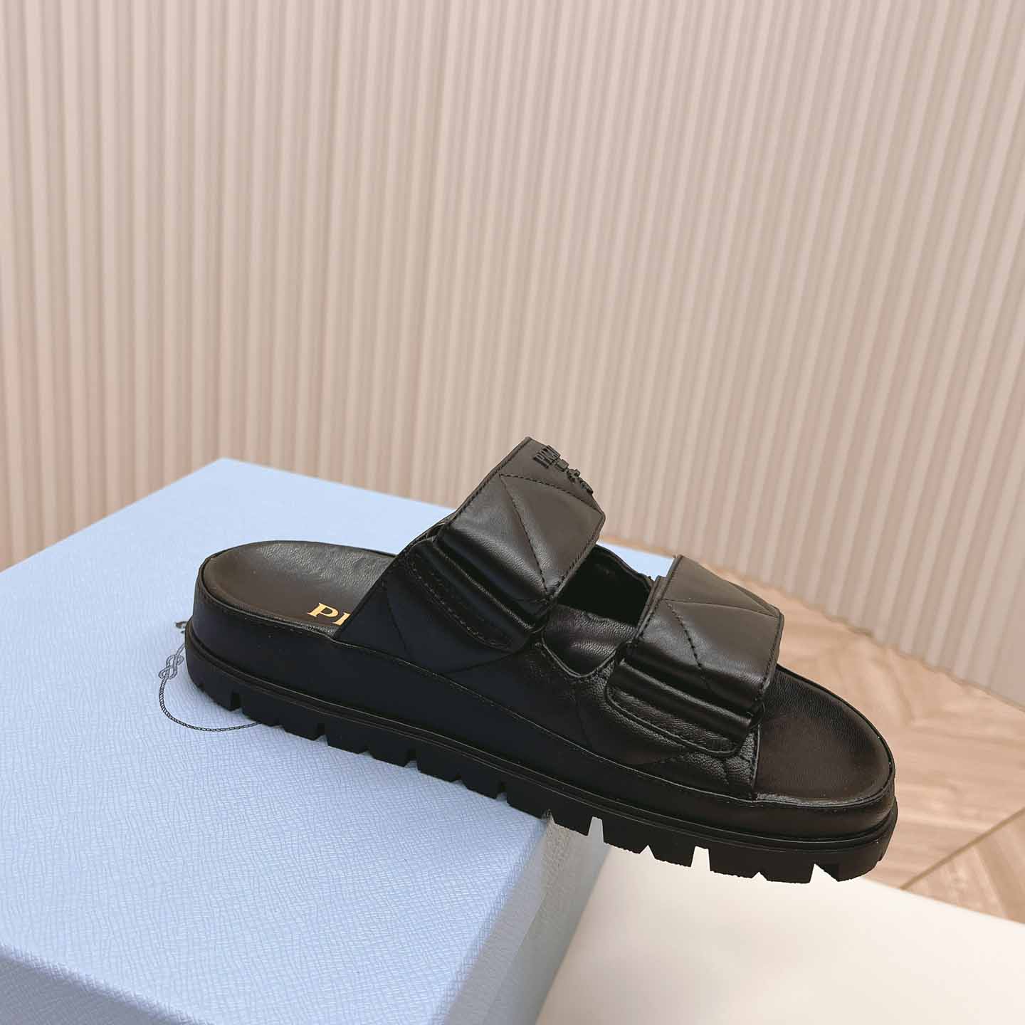 Prada Padded Nappa Leather Sandals - DopestKickz